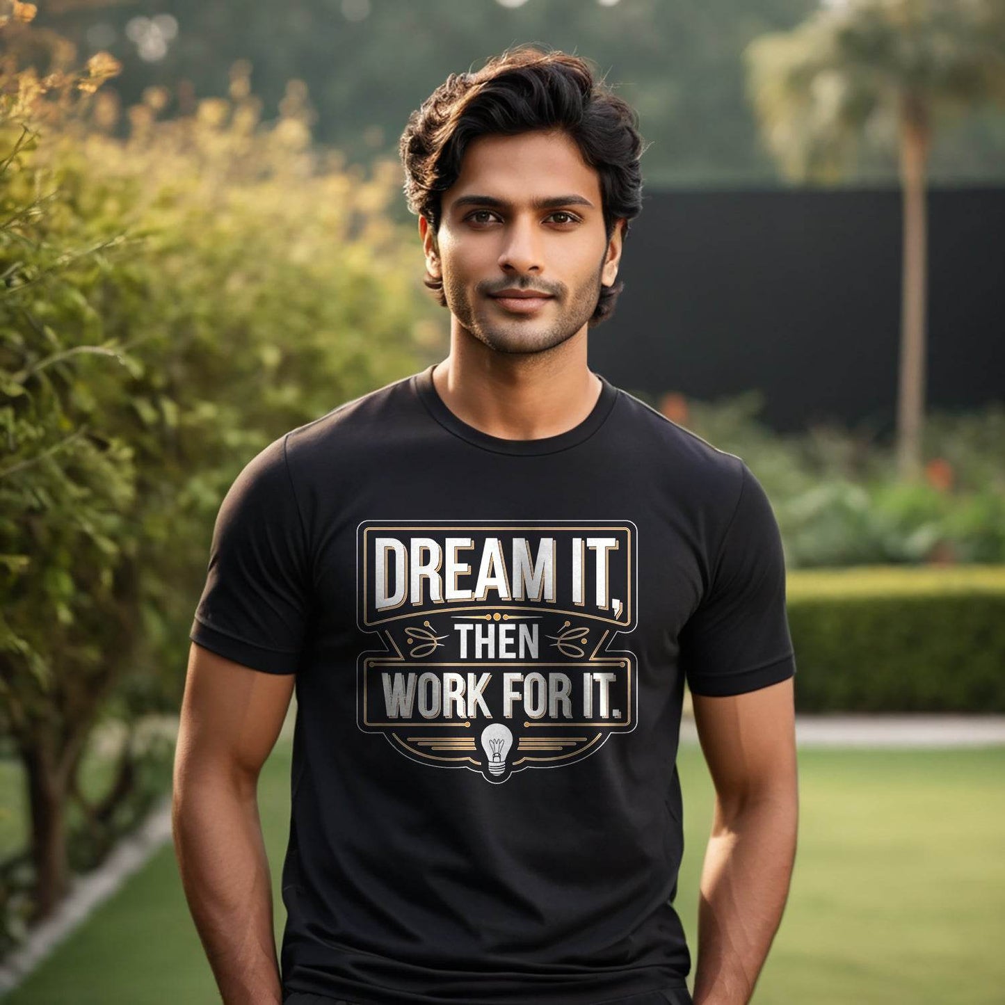 DREAM IT THEN WORK FOR IT - Unisex Round Neck Regular Fit 100% Combed Cotton Half Sleeve T-Shirt - Mojilo Mart