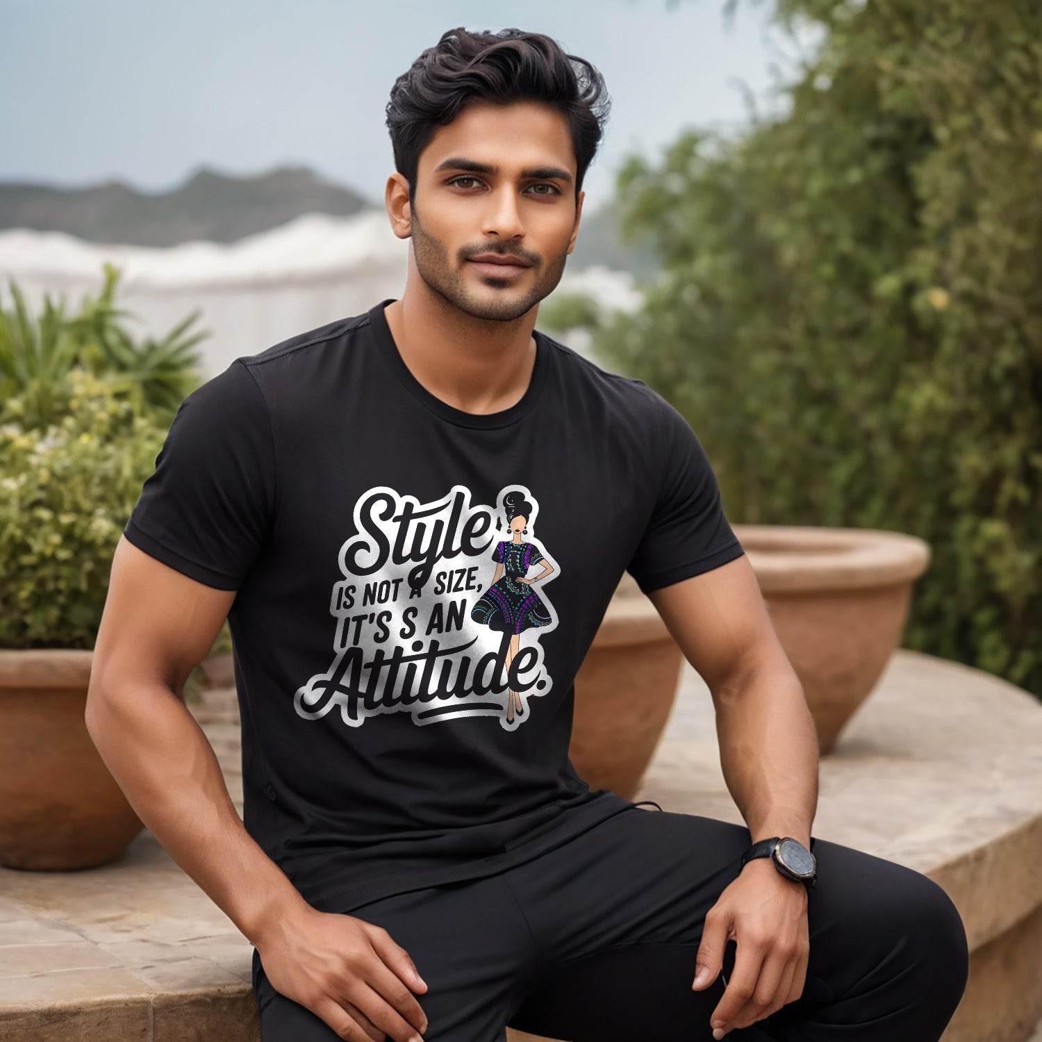 STYLE IS NOT A SIZE IT'S AN ATTITUDE - Unisex Round Neck Regular Fit 100% Combed Cotton Half Sleeve T-Shirt - Mojilo Mart