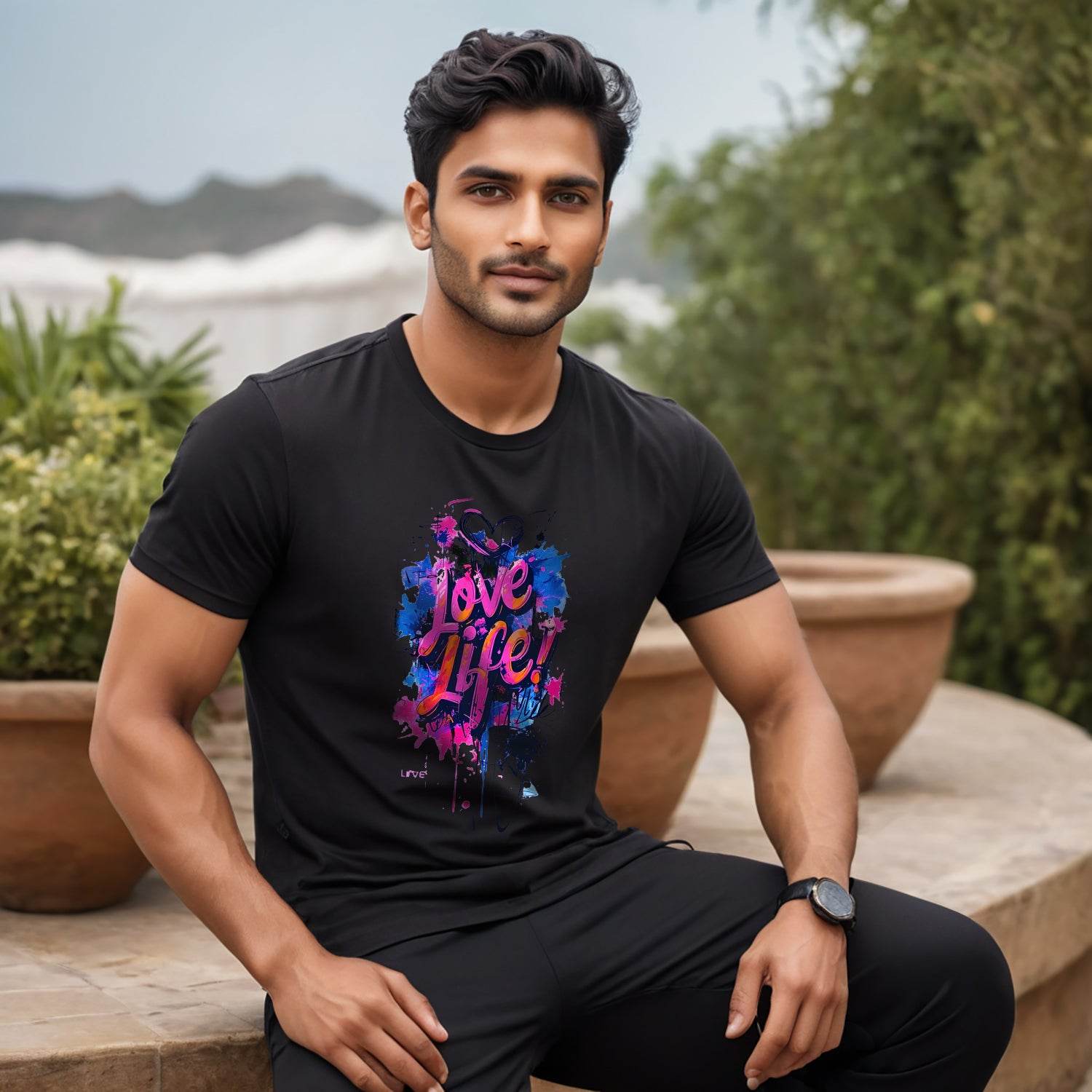 LOVE LIFE - Unisex Round Neck Regular Fit 100% Combed Cotton Half Sleeve T-Shirt - Mojilo Mart