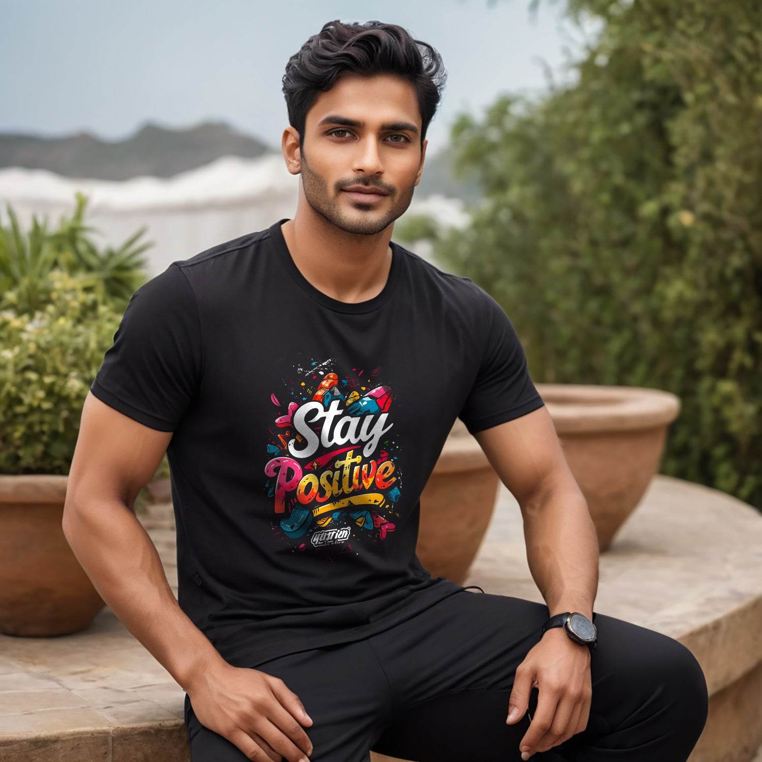Stay Positive - Unisex Round Neck Regular Fit 100% Combed Cotton Half Sleeve T-Shirt - Mojilo Mart