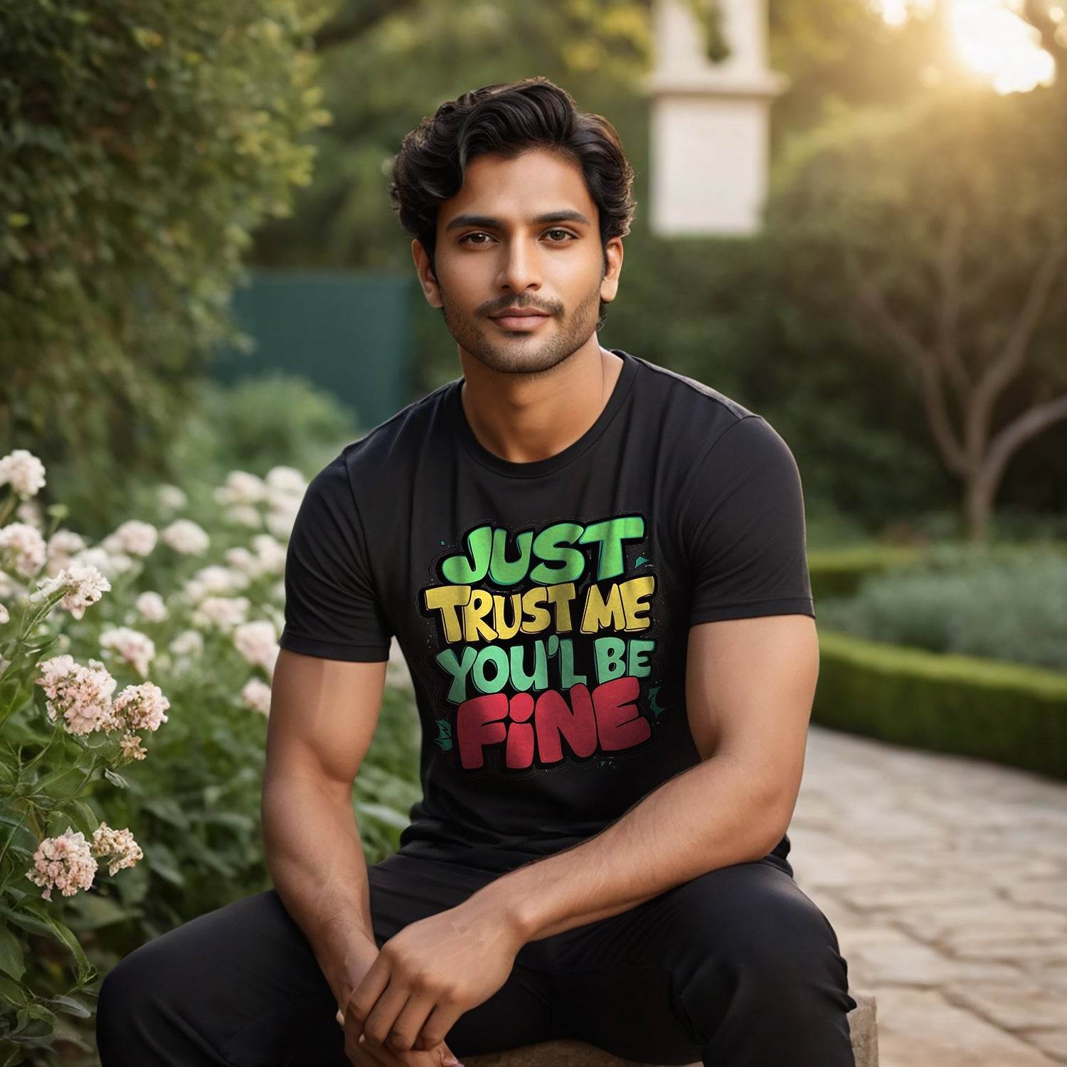 JUST TRUST ME YOU'L BE FINE - Unisex Round Neck Regular Fit 100% Combed Cotton Half Sleeve T-Shirt - Mojilo Mart