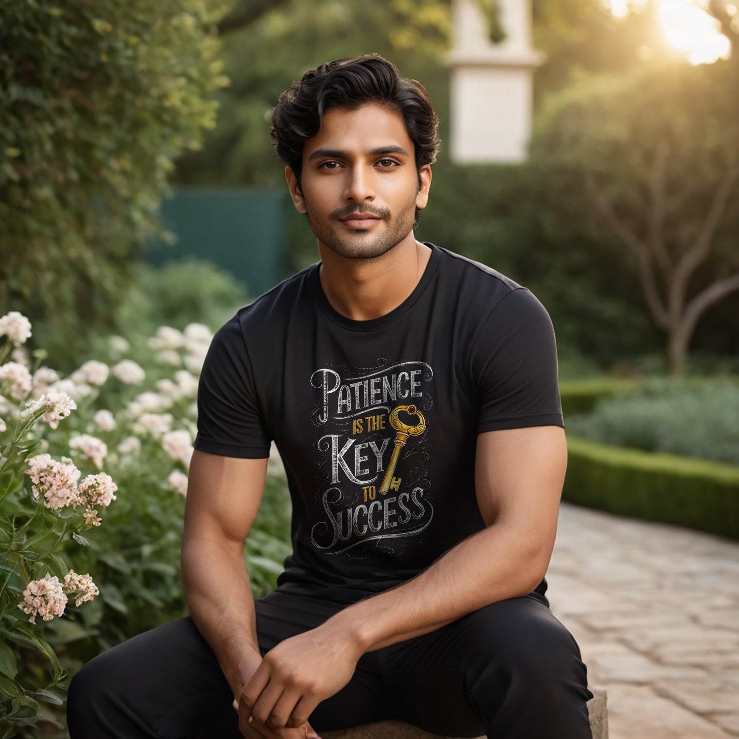 PATIENCE IS THE KEY TO SUCCESS - Unisex Round Neck Regular Fit 100% Combed Cotton Half Sleeve T-Shirt - Mojilo Mart