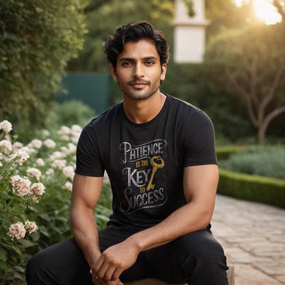 PATIENCE IS THE KEY TO SUCCESS - Unisex Round Neck Regular Fit 100% Combed Cotton Half Sleeve T-Shirt - Mojilo Mart