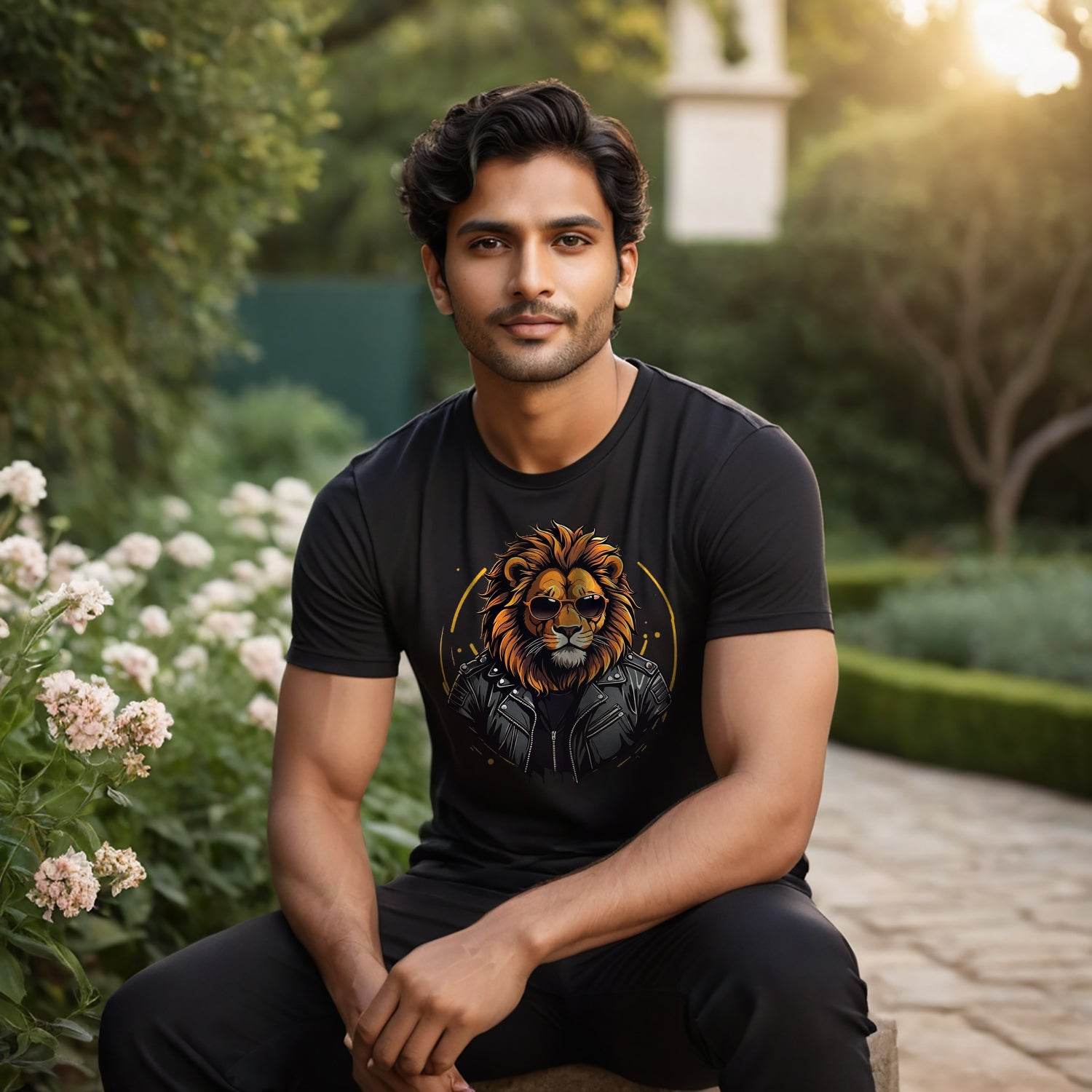 This Stylish Lion - Unisex Round Neck Regular Fit 100% Combed Cotton Half Sleeve T-Shirt - Mojilo Mart