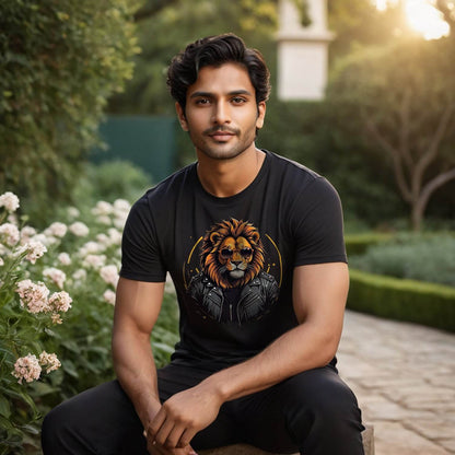 This Stylish Lion - Unisex Round Neck Regular Fit 100% Combed Cotton Half Sleeve T-Shirt - Mojilo Mart