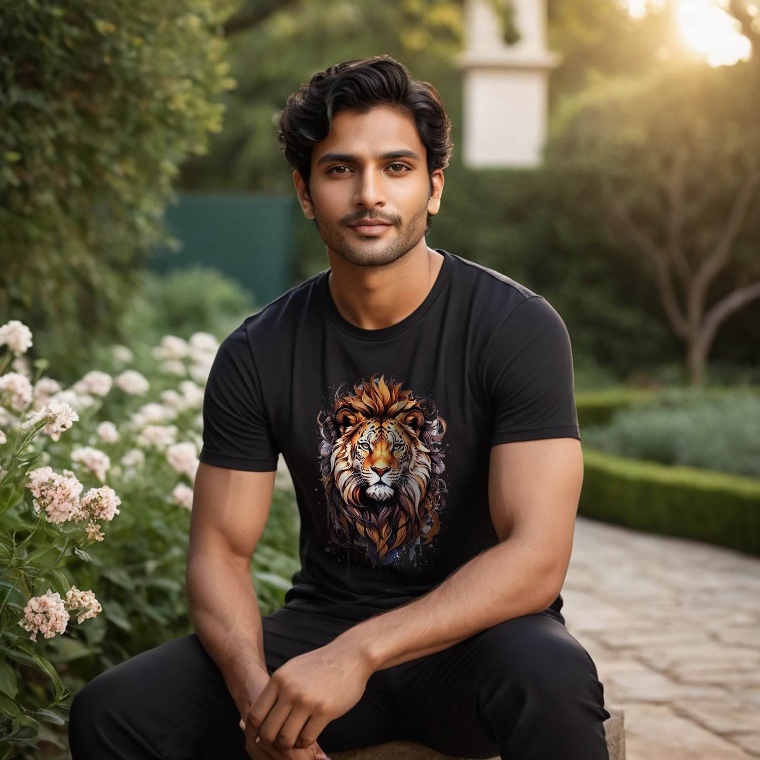 A Lion Leo Zodiac - Unisex Round Neck Regular Fit 100% Combed Cotton Half Sleeve T-Shirt - Mojilo Mart