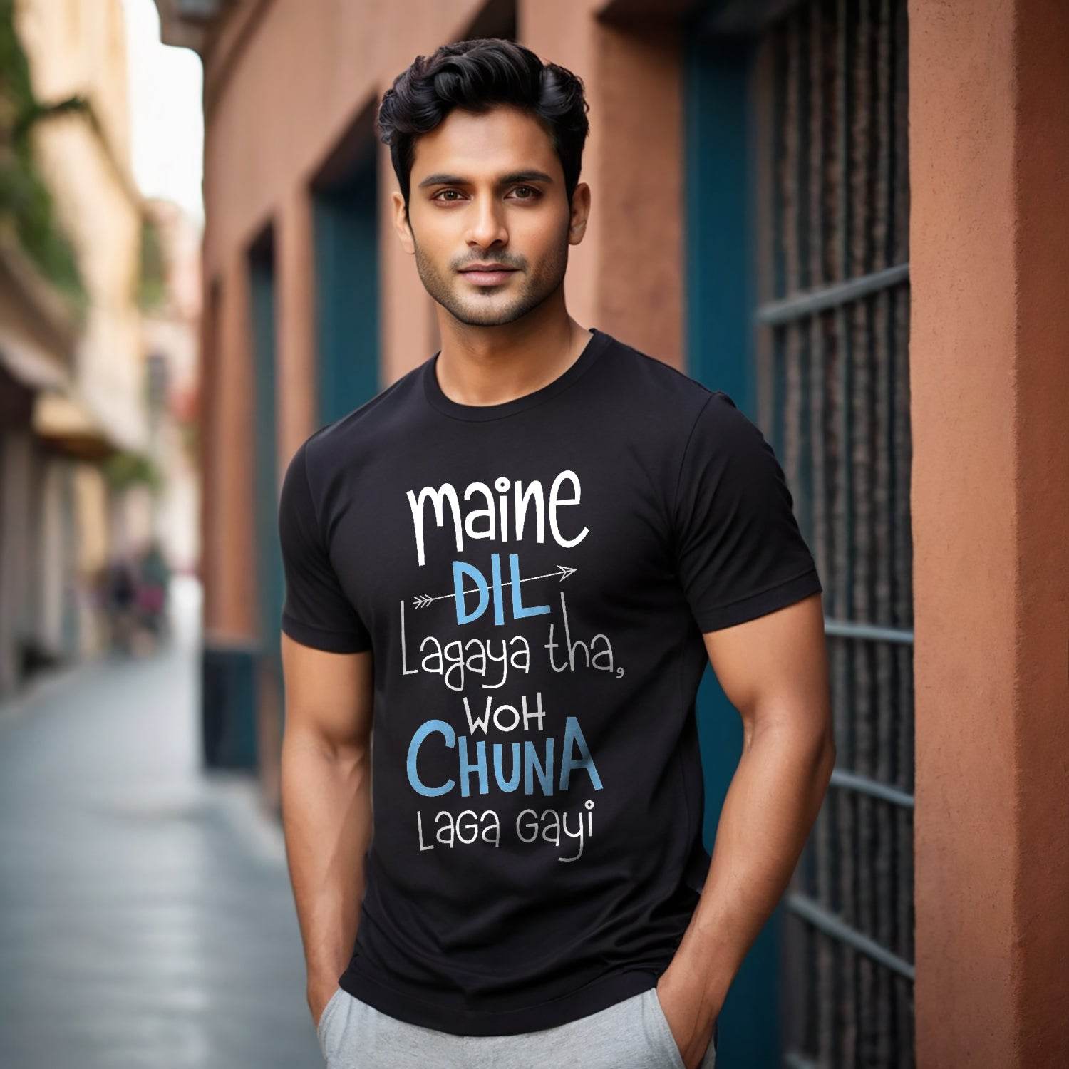 Maine Dil Lagaya Tha, Woh Chuna Laga Gayi- Unisex Round Neck Regular Fit 100% Combed Cotton Half Sleeve T-Shirt - Mojilo Mart