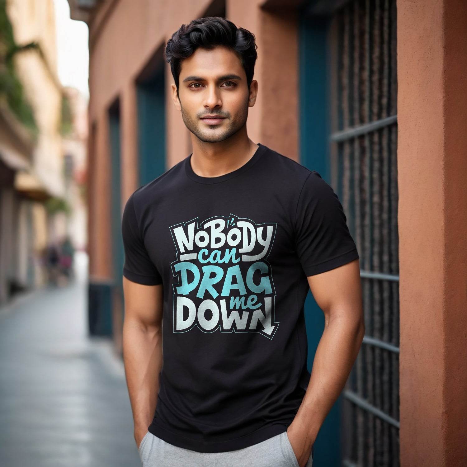 NOBODY CAN DRAG ME DOWN - Unisex Round Neck Regular Fit 100% Combed Cotton Half Sleeve T-Shirt - Mojilo Mart