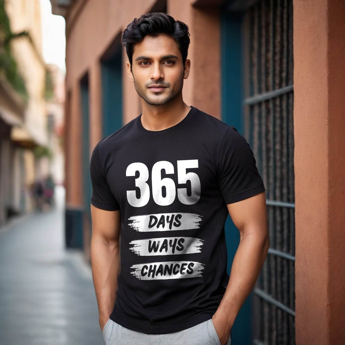 365 DAYS WAYS CHANCES - Unisex Round Neck Regular Fit 100% Combed Cotton Half Sleeve T-Shirt - Mojilo Mart