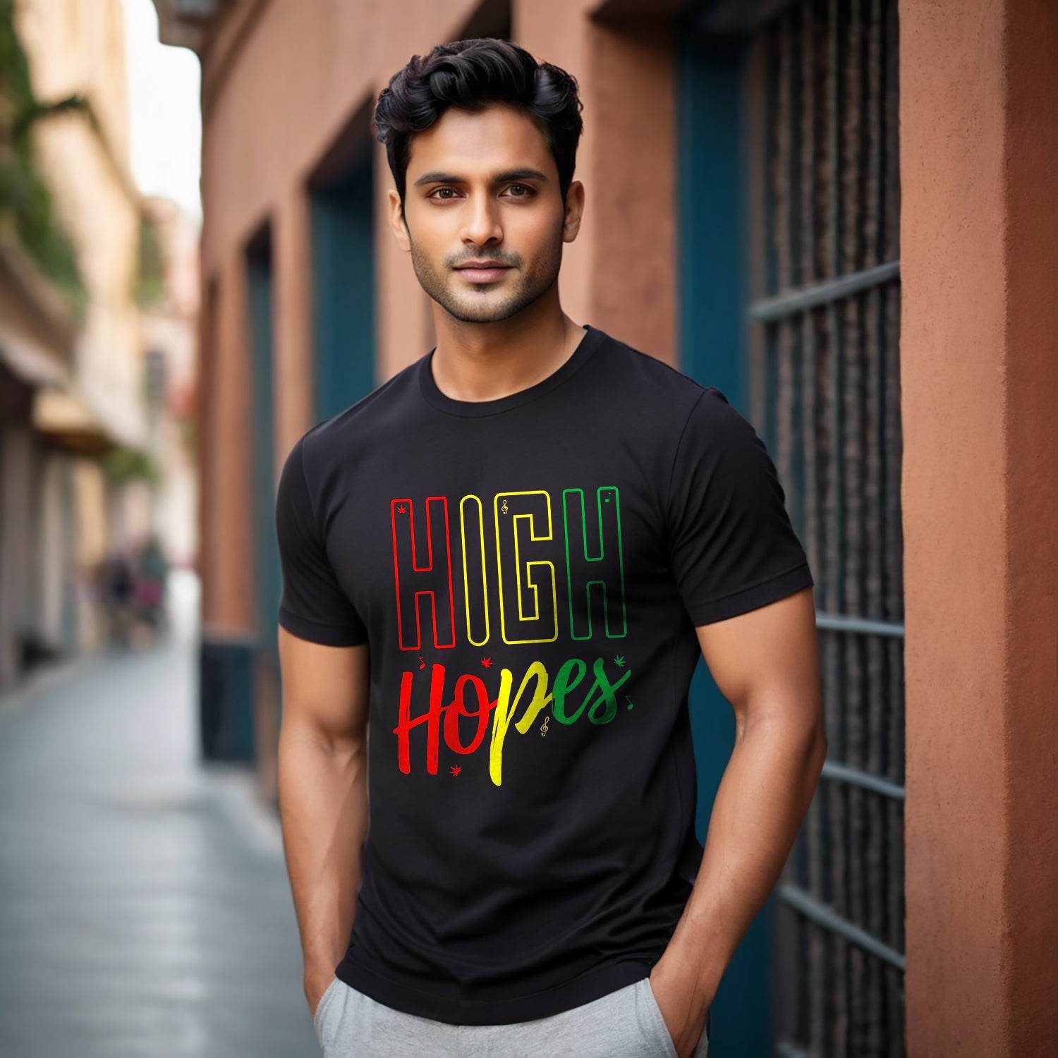 HIGH Hopes - Unisex Round Neck Regular Fit 100% Combed Cotton Half Sleeve T-Shirt - Mojilo Mart