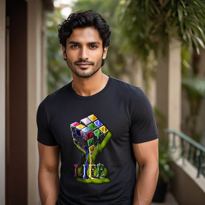 Rubik Cube Life - Unisex Round Neck Regular Fit 100% Combed Cotton Half Sleeve T-Shirt - Mojilo Mart