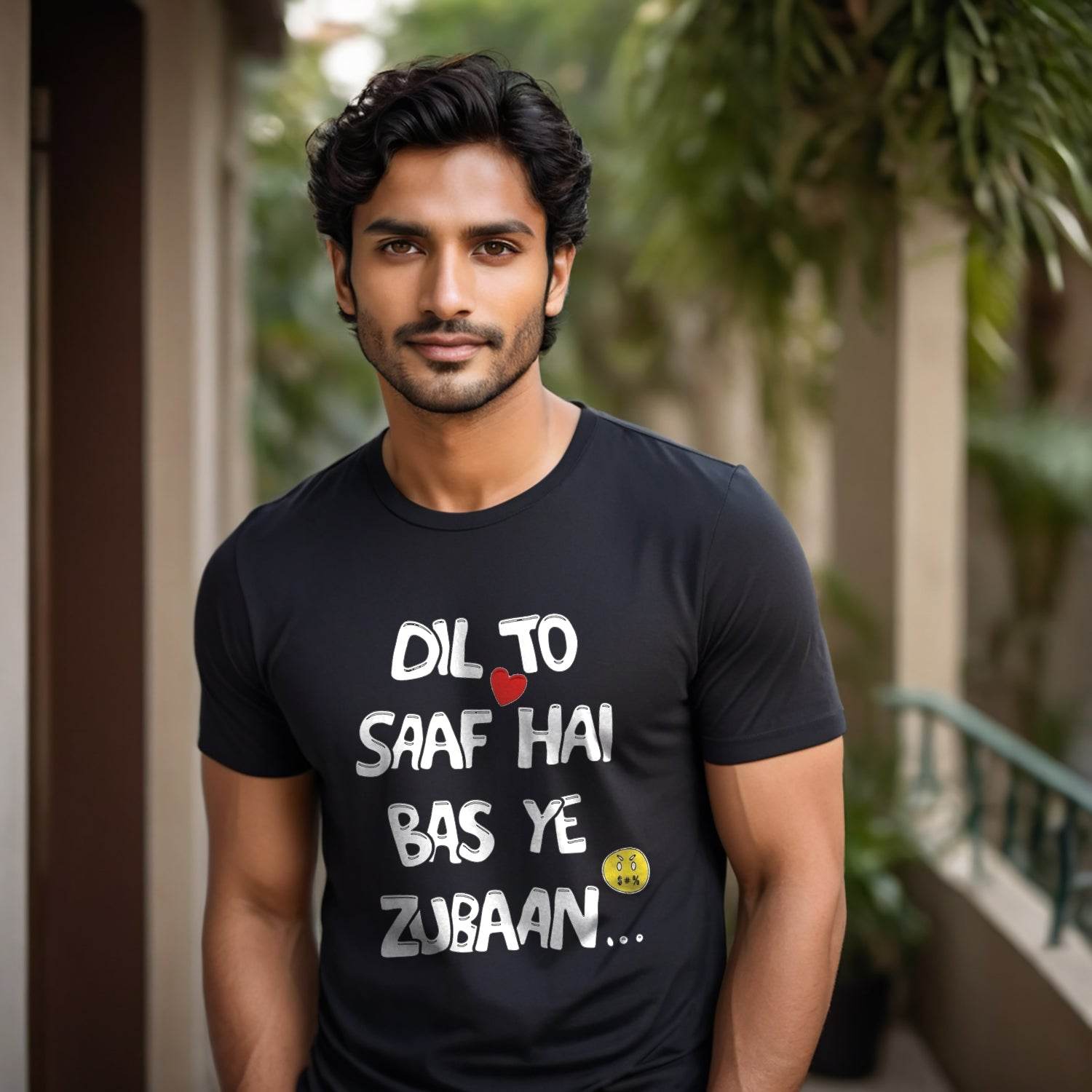 DIL TO SAAF HAI BAS YE ZUBAAN... - Unisex Round Neck Regular Fit 100% Combed Cotton Half Sleeve T-Shirt - Mojilo Mart