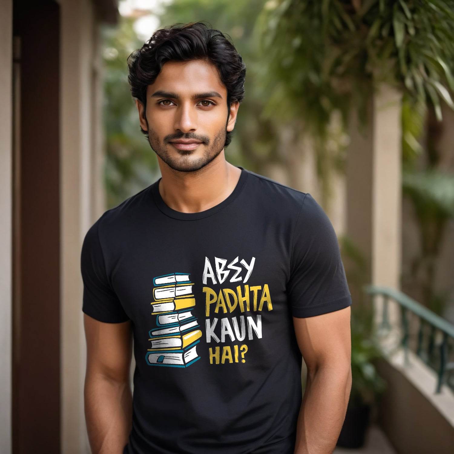 ΑΒEΥ PADHTA KAUN HAI? - Unisex Round Neck Regular Fit 100% Combed Cotton Half Sleeve T-Shirt - Mojilo Mart