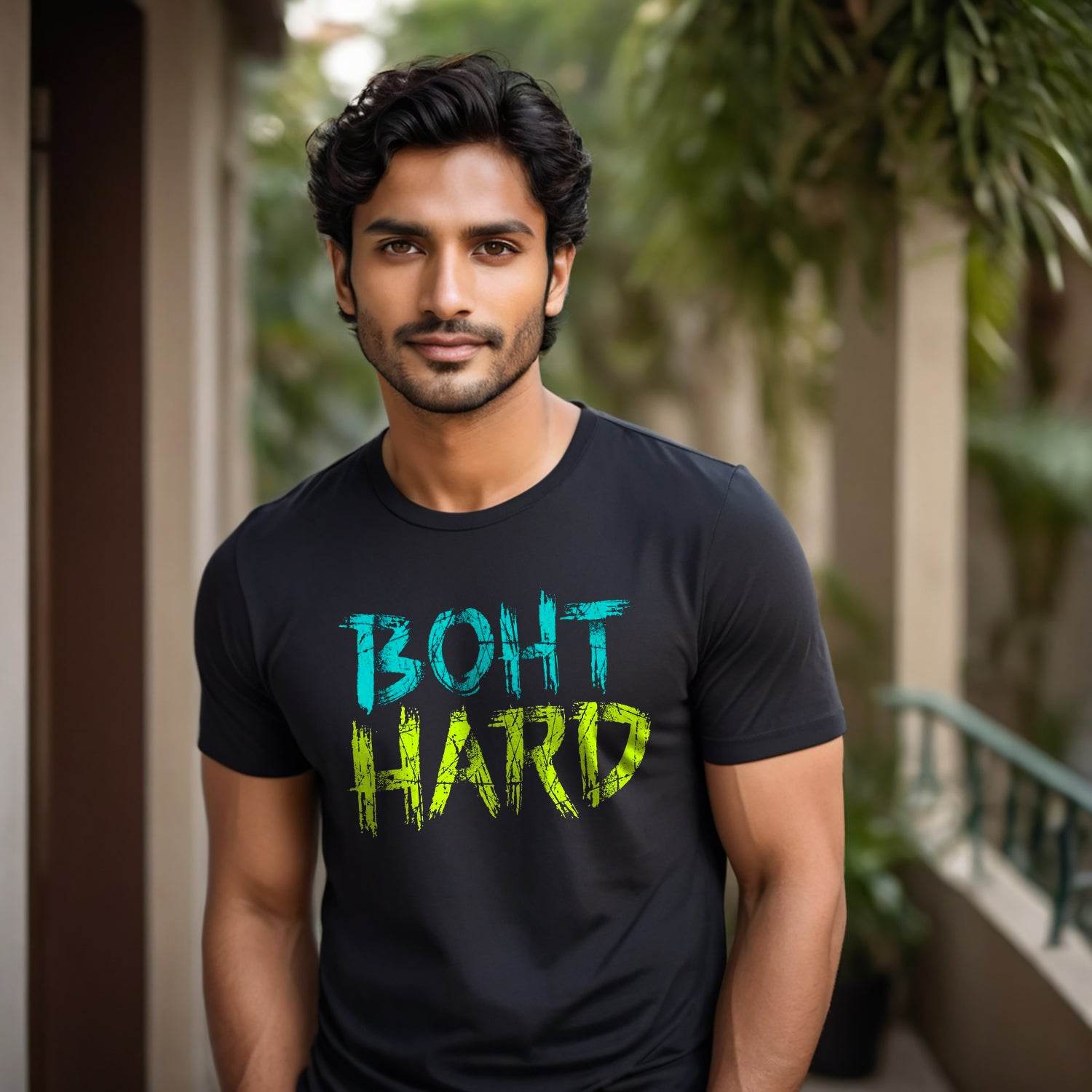 BOHT HARD - Unisex Round Neck Regular Fit 100% Combed Cotton Half Sleeve T-Shirt - Mojilo Mart