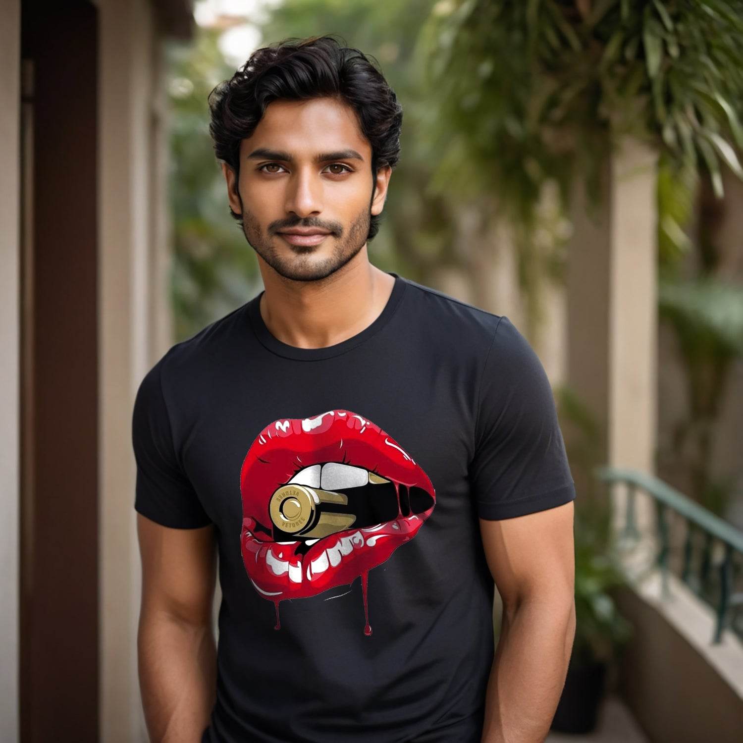 Bullet Bite Red Lip Girly Babe Mouth - Unisex Round Neck Regular Fit 100% Combed Cotton Half Sleeve T-Shirt - Mojilo Mart