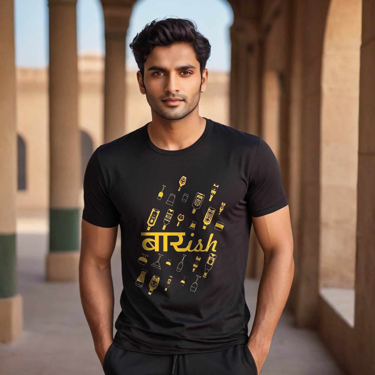 Baarish - Unisex Round Neck Regular Fit 100% Combed Cotton Half Sleeve T-Shirt - Mojilo Mart