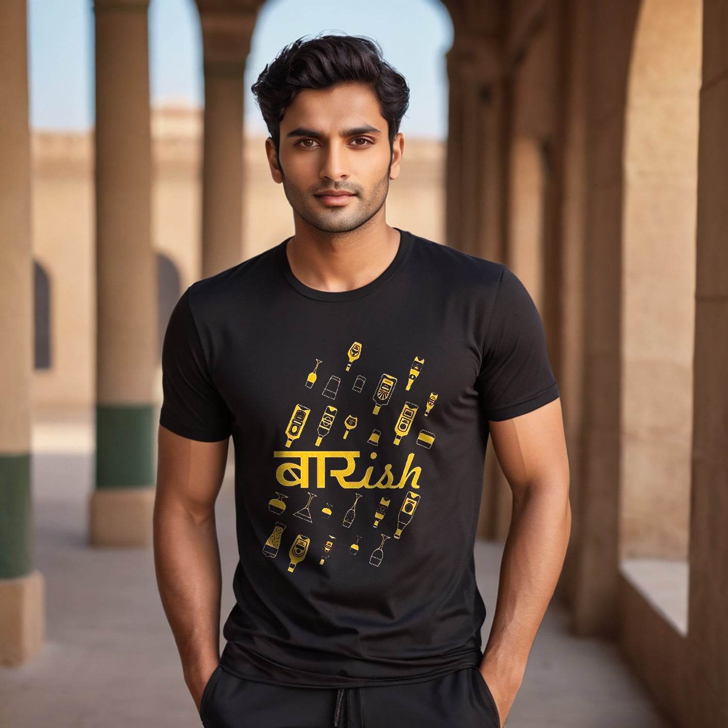 Baarish - Unisex Round Neck Regular Fit 100% Combed Cotton Half Sleeve T-Shirt - Mojilo Mart