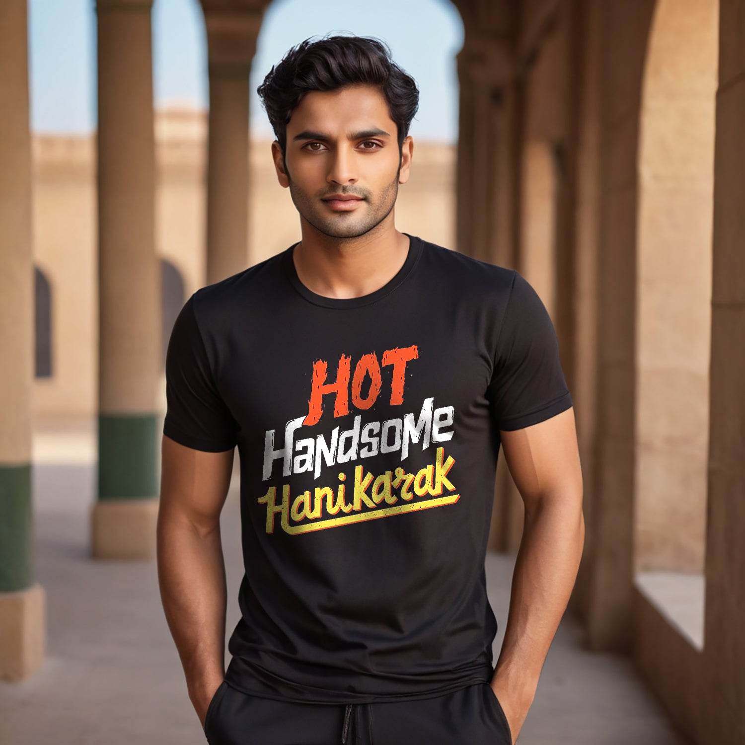 HOT Handsome Hanikarak - Unisex Round Neck Regular Fit 100% Combed Cotton Half Sleeve T-Shirt - Mojilo Mart