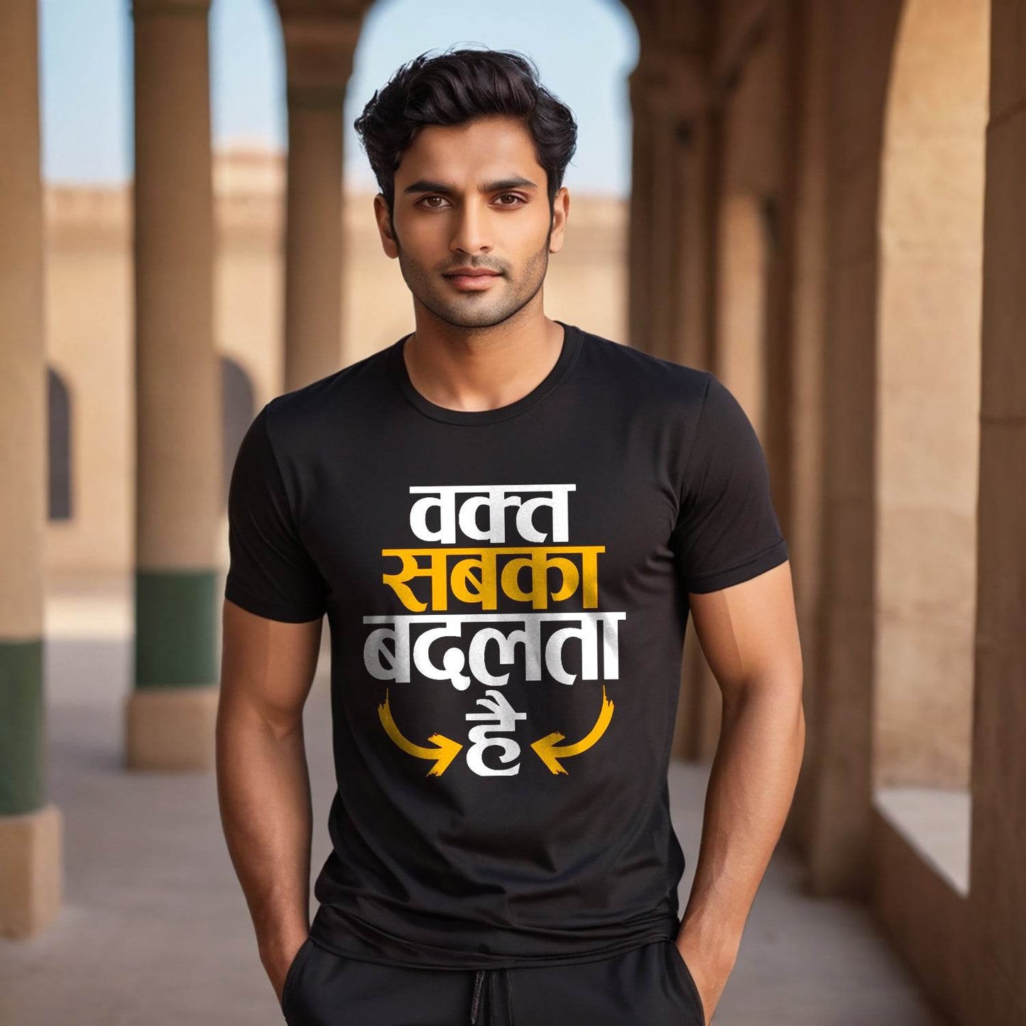 Waqt Sabka Badalta Hai - Unisex Round Neck Regular Fit 100% Combed Cotton Half Sleeve T-Shirt - Mojilo Mart