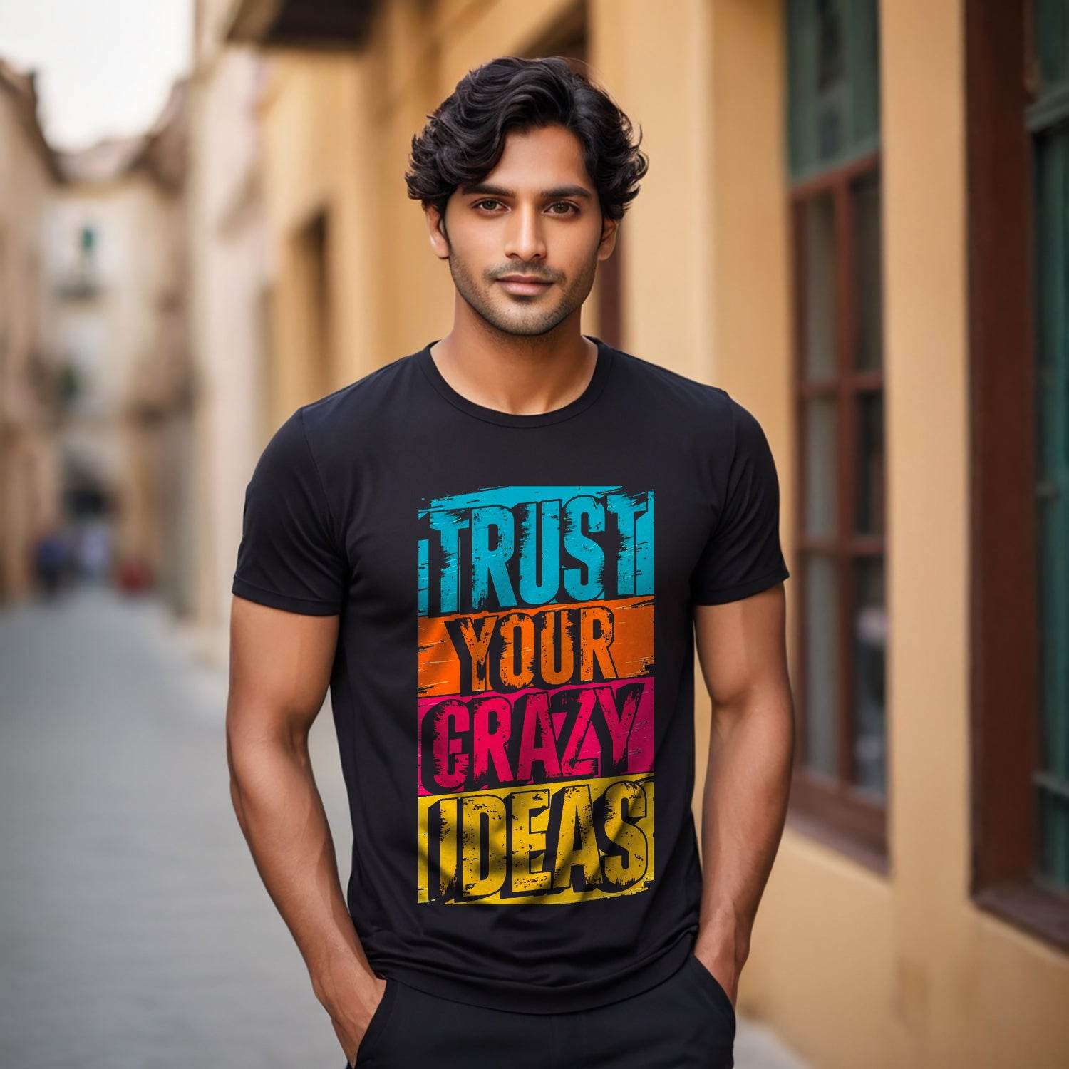 TRUST YOUR CRAZY IDEAS - Unisex Round Neck Regular Fit 100% Combed Cotton Half Sleeve T-Shirt - Mojilo Mart