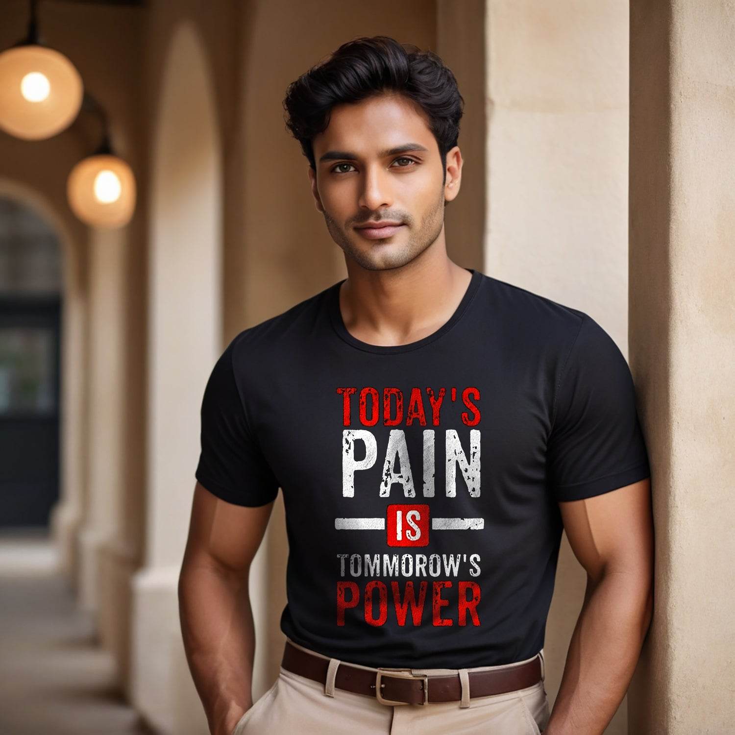 Today's Pain Is Tommorow's Power - Unisex Round Neck Regular Fit 100% Combed Cotton Half Sleeve T-Shirt - Mojilo Mart