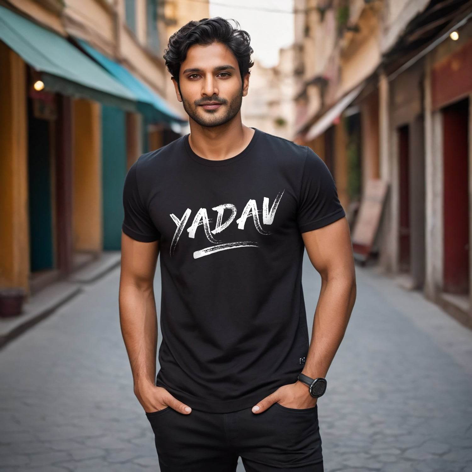 Yadav - Unisex Round Neck Regular Fit 100% Combed Cotton Half Sleeve T-Shirt - Mojilo Mart