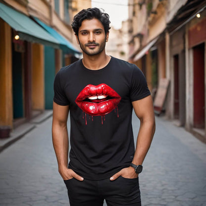Spirit Of Lips - Unisex Round Neck Regular Fit 100% Combed Cotton Half Sleeve T-Shirt - Mojilo Mart
