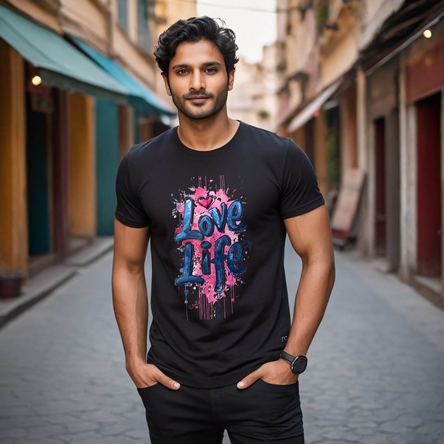 Love Life Print - Unisex Round Neck Regular Fit 100% Combed Cotton Half Sleeve T-Shirt - Mojilo Mart