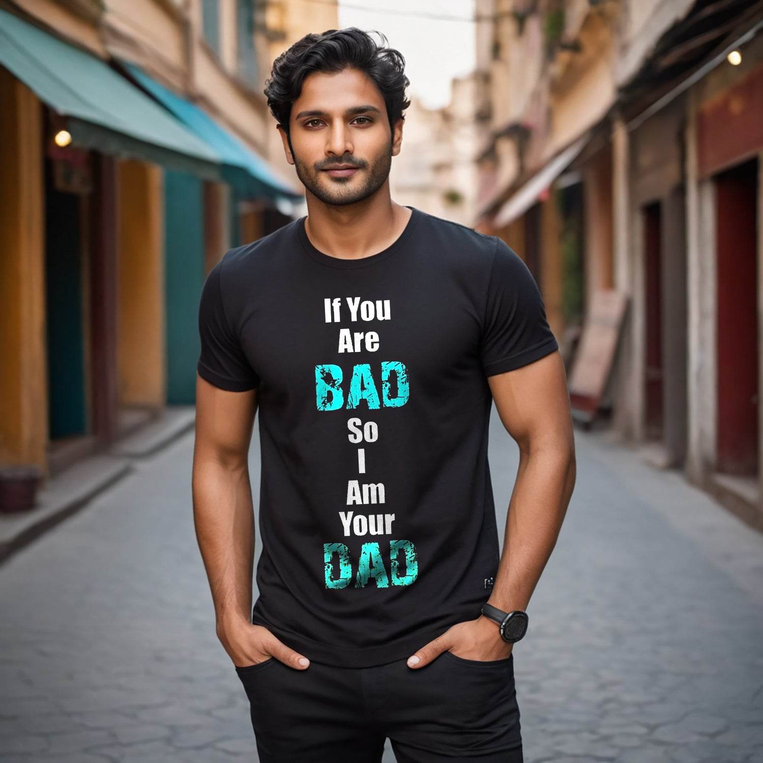 If You Are BAD So Am Your DAD - Unisex Round Neck Regular Fit 100% Combed Cotton Half Sleeve T-Shirt - Mojilo Mart