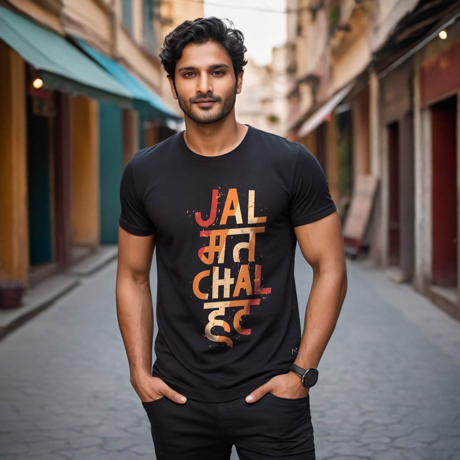 Jal Mat Chal Hat - Unisex Round Neck Regular Fit 100% Combed Cotton Half Sleeve T-Shirt - Mojilo Mart