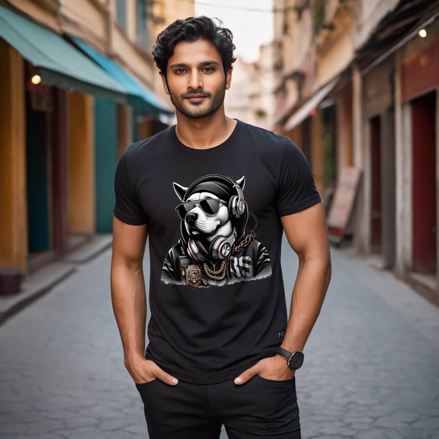 Hip Hop Dog - Unisex Round Neck Regular Fit 100% Combed Cotton Half Sleeve T-Shirt - Mojilo Mart