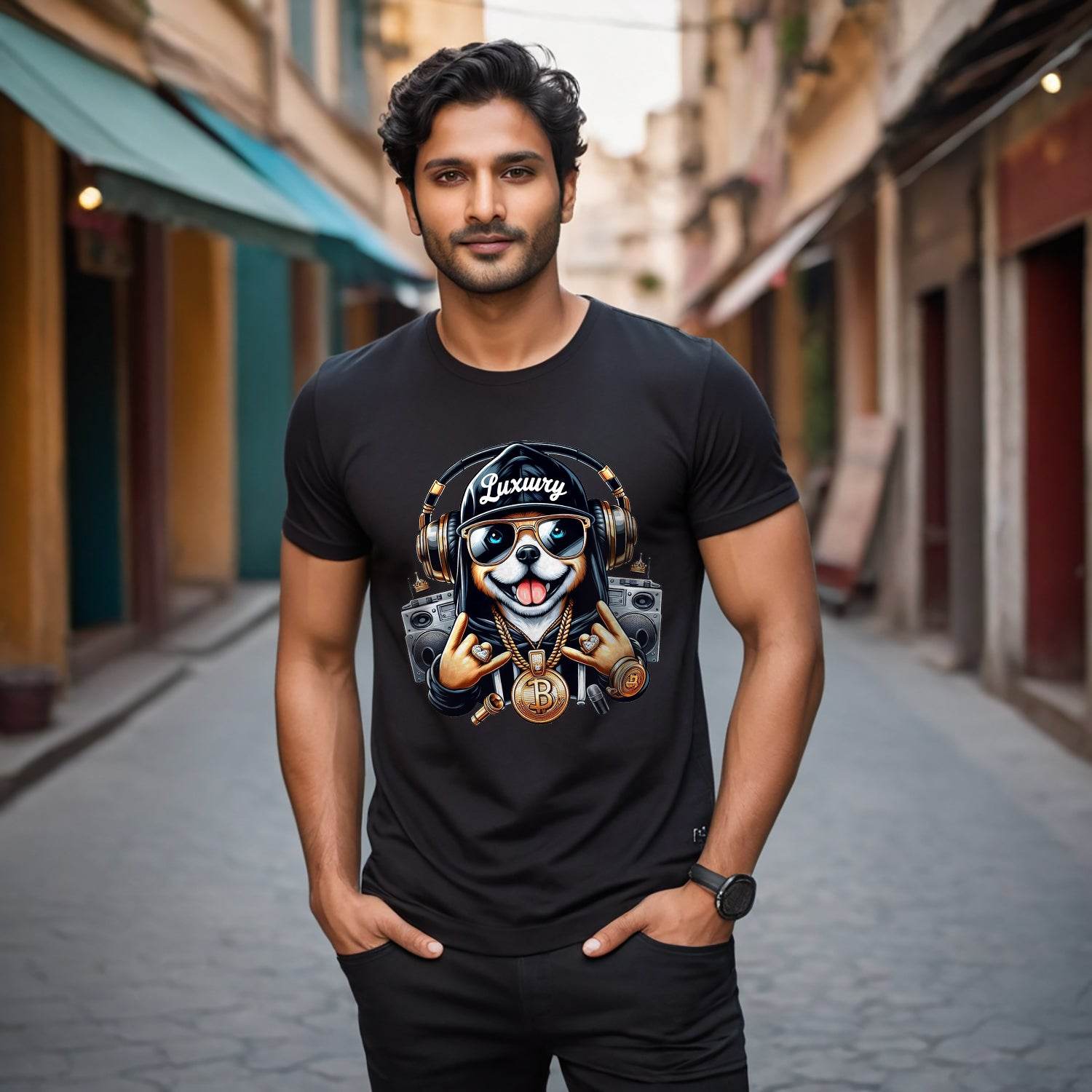 Hip Hop Dog Desing - Unisex Round Neck Regular Fit 100% Combed Cotton Half Sleeve T-Shirt - Mojilo Mart