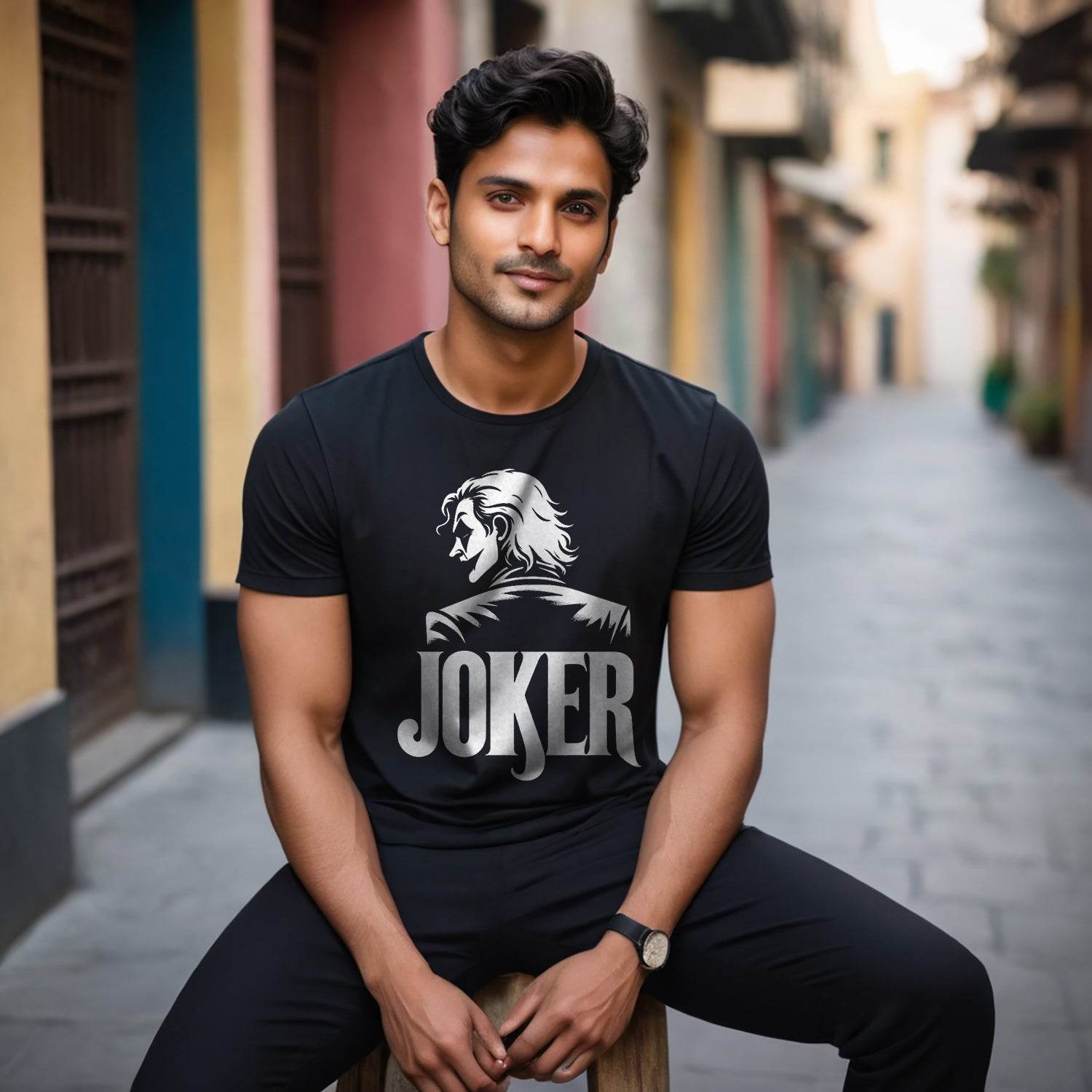 JOKER - Unisex Round Neck Regular Fit 100% Combed Cotton Half Sleeve T-Shirt - Mojilo Mart