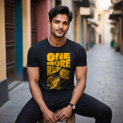 One More Rep - Unisex Round Neck Regular Fit 100% Combed Cotton Half Sleeve T-Shirt - Mojilo Mart