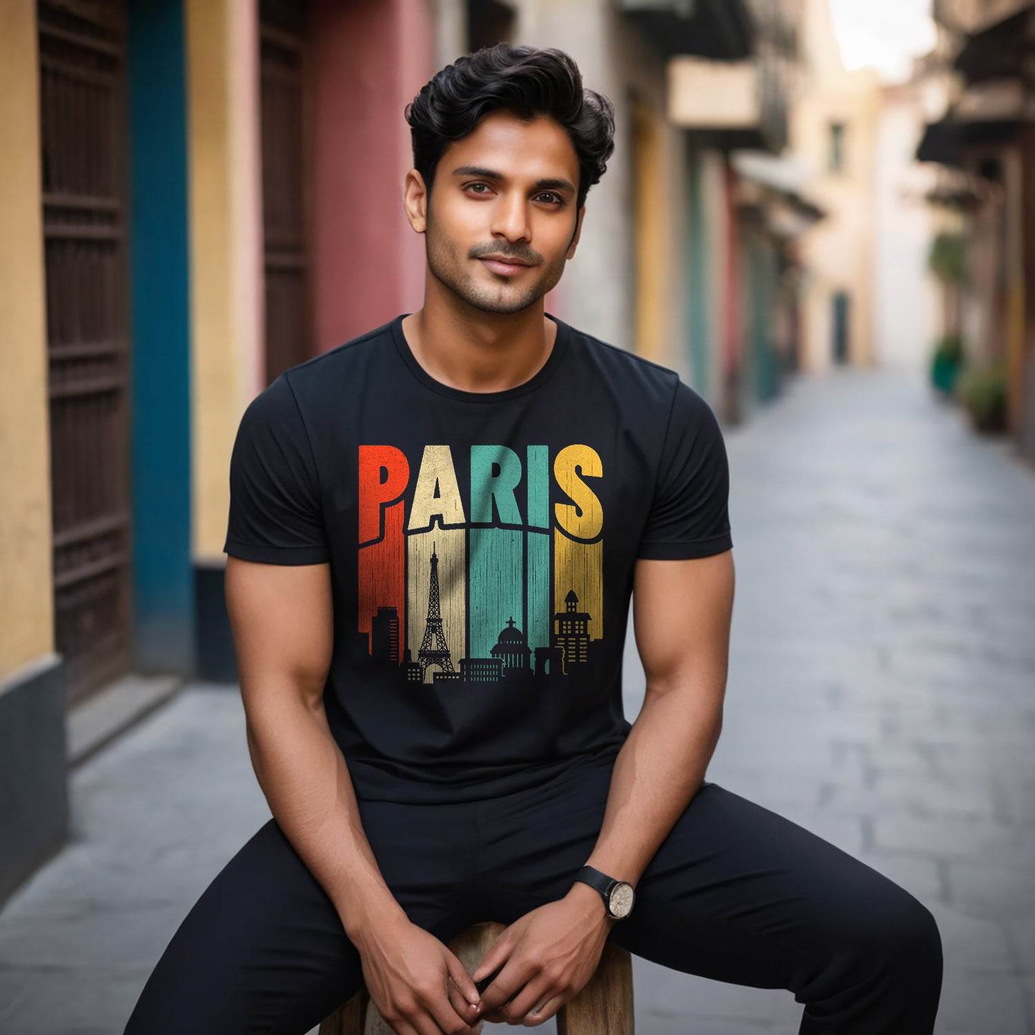 Paris Eiffel Tower - Unisex Round Neck Regular Fit 100% Combed Cotton Half Sleeve T-Shirt - Mojilo Mart