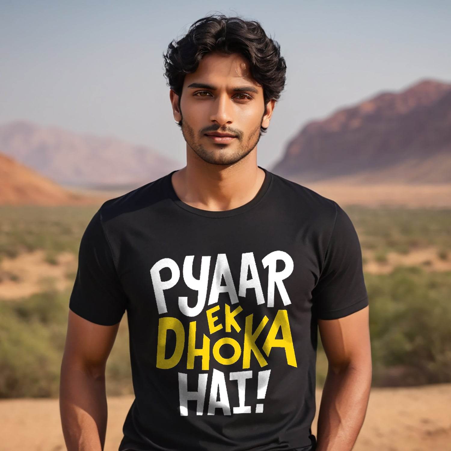 Pyaar Ek Dhoka Hai - Unisex Round Neck Regular Fit 100% Combed Cotton Half Sleeve T-Shirt - Mojilo Mart