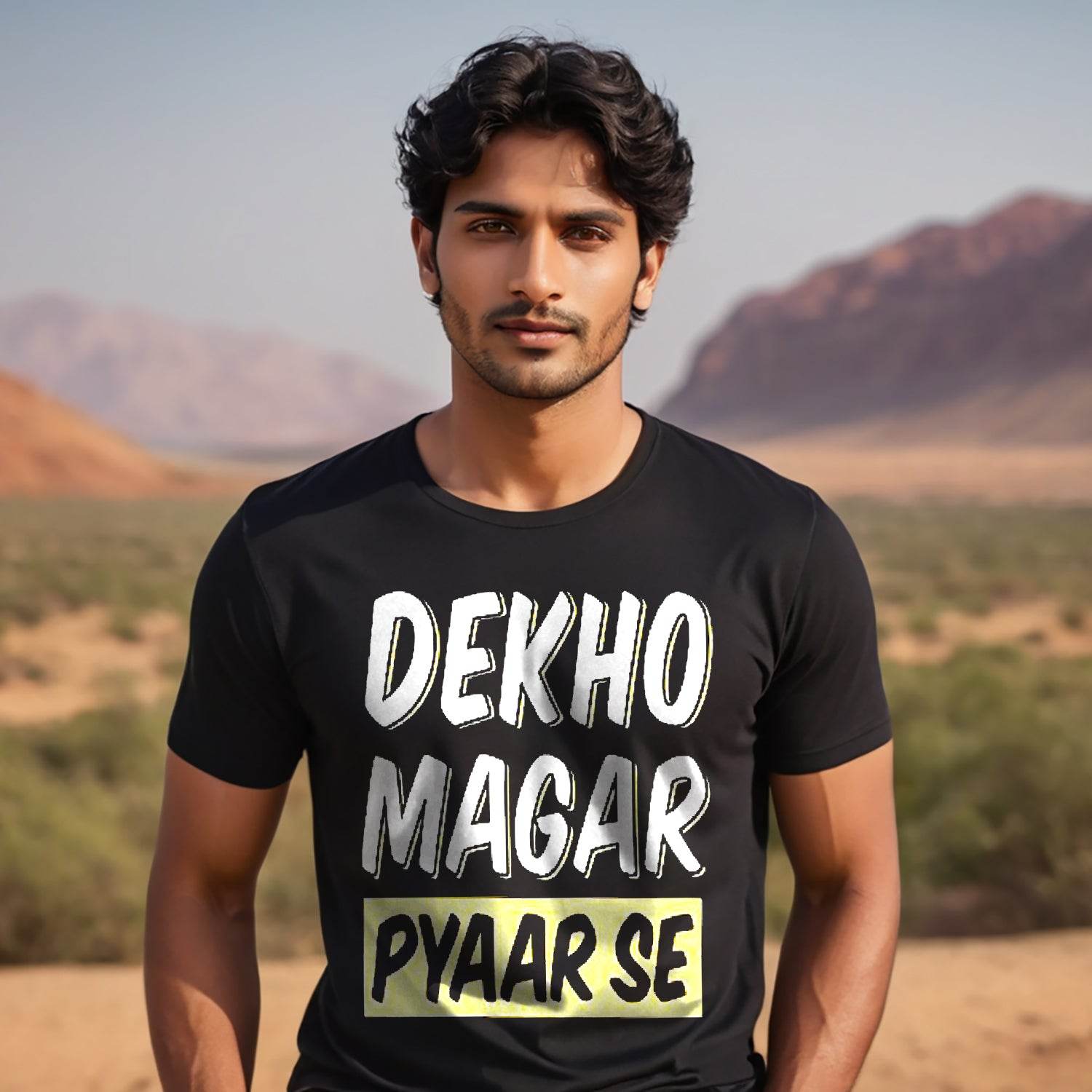 Dekho Magar Pyaar Se - Unisex Round Neck Regular Fit 100% Combed Cotton Half Sleeve T-Shirt - Mojilo Mart