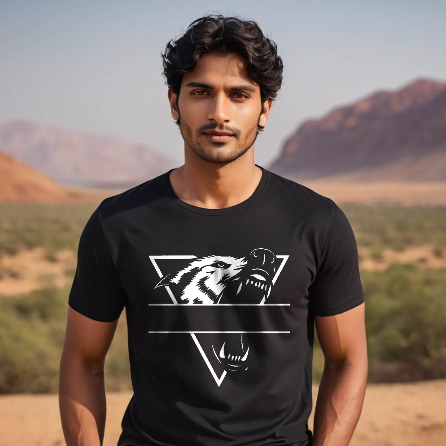 WOLF - Unisex Round Neck Regular Fit 100% Combed Cotton Half Sleeve T-Shirt - Mojilo Mart