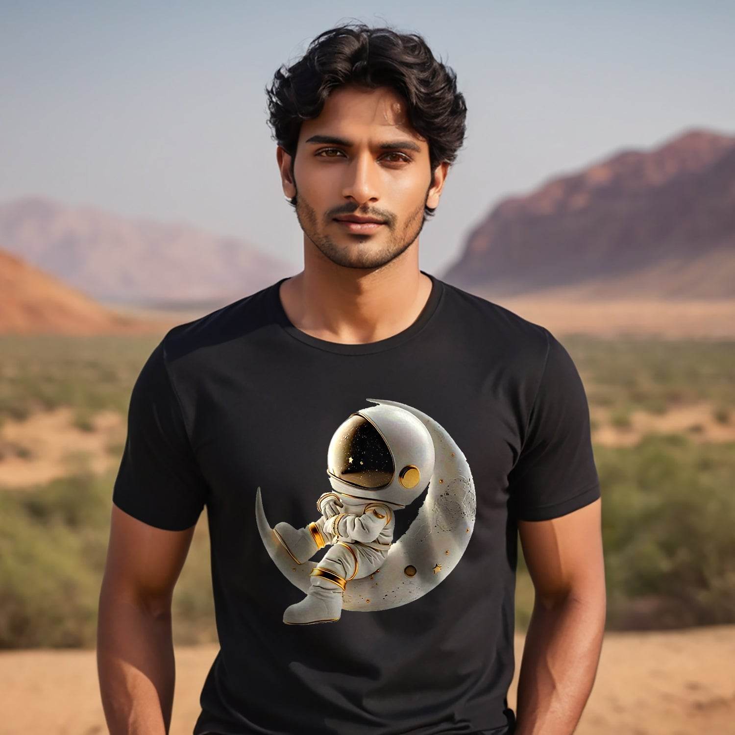 Astronaut Statue - Unisex Round Neck Regular Fit 100% Combed Cotton Half Sleeve T-Shirt - Mojilo Mart