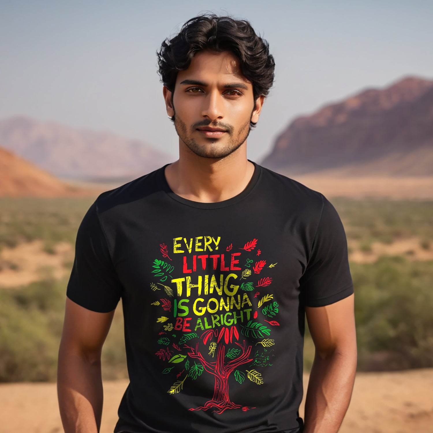 EVERY LITTLE THING IS GONNA BE ALRIGHT - Unisex Round Neck Regular Fit 100% Combed Cotton Half Sleeve T-Shirt - Mojilo Mart