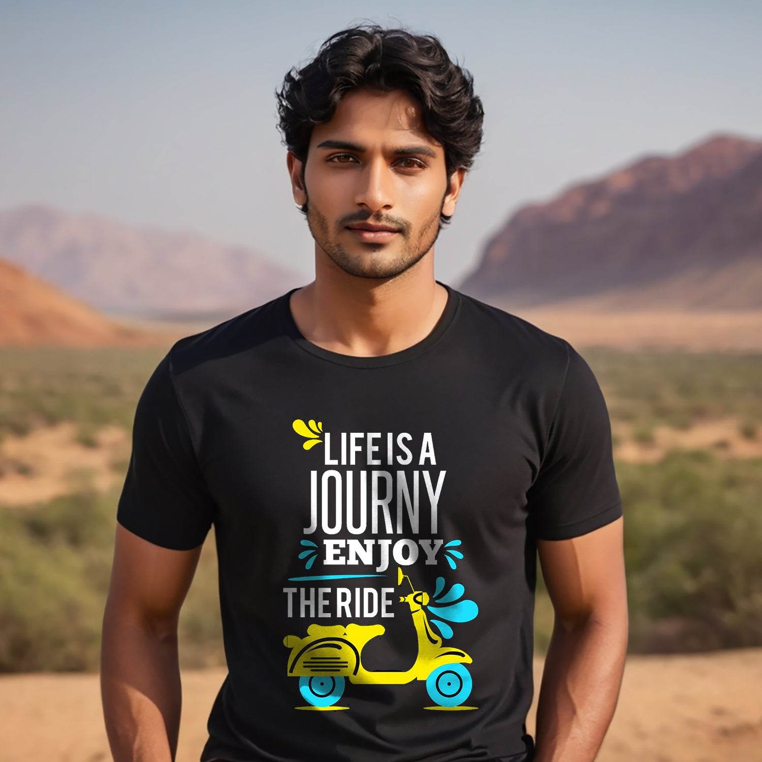 LIFE IS A JOURNY ENJOY THE RIDE - Unisex Round Neck Regular Fit 100% Combed Cotton Half Sleeve T-Shirt - Mojilo Mart