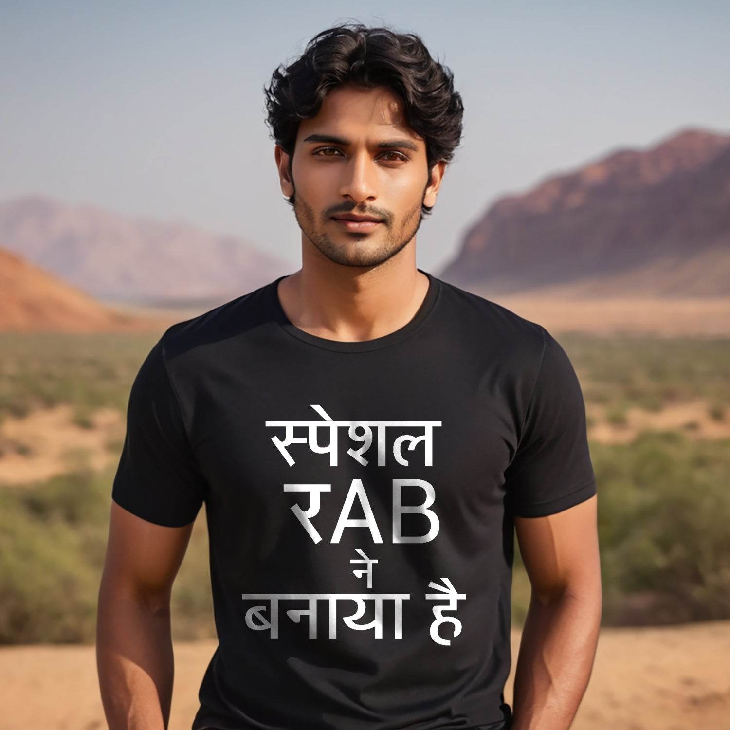 Spacial Rab NE Banaya Hai - Unisex Round Neck Regular Fit 100% Combed Cotton Half Sleeve T-Shirt - Mojilo Mart