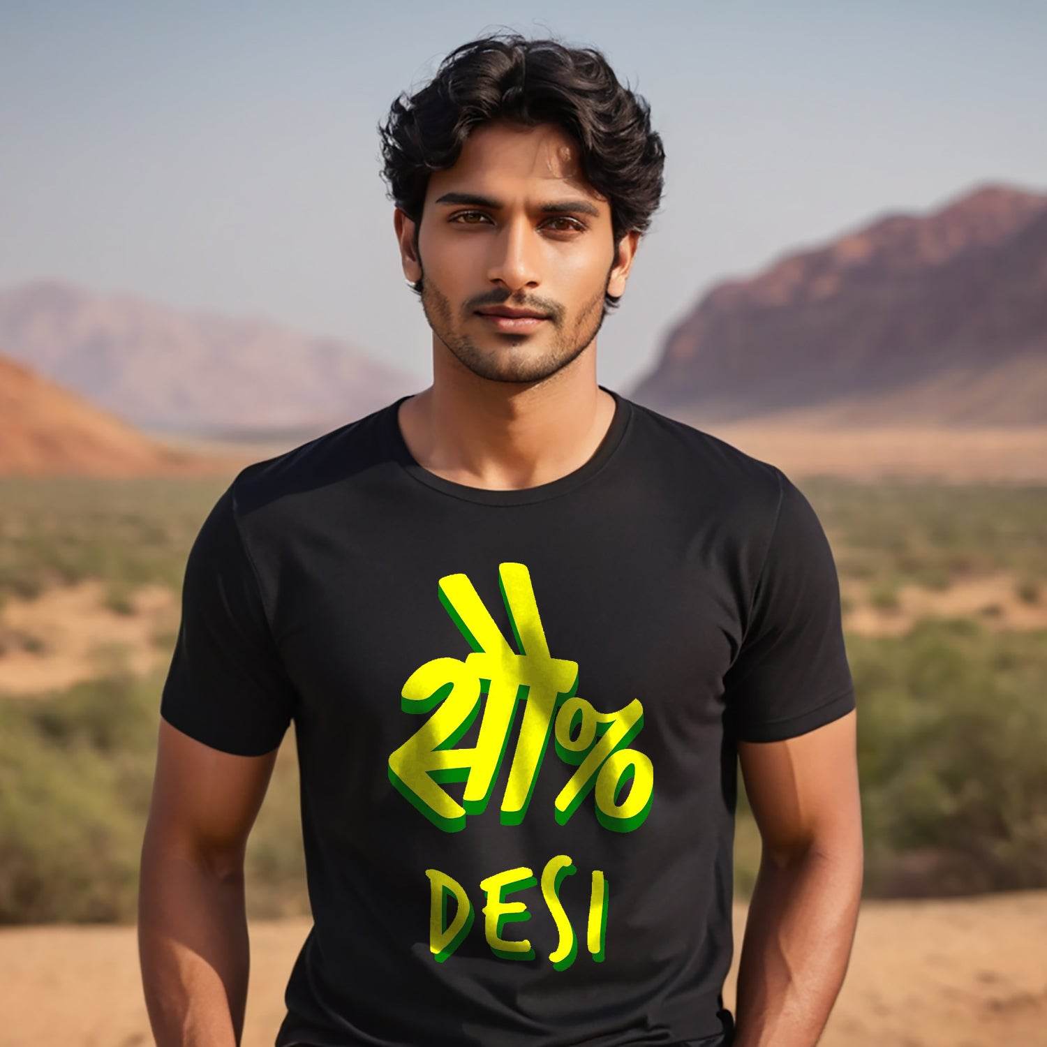100 % Desi - Unisex Round Neck Regular Fit 100% Combed Cotton Half Sleeve T-Shirt - Mojilo Mart
