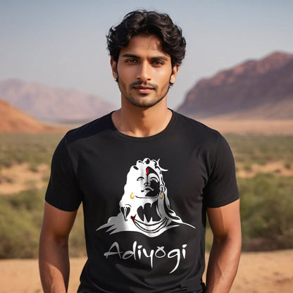 Adiyogi Shiva Mahadev - Unisex Round Neck Regular Fit 100% Combed Cotton Half Sleeve T-Shirt - Mojilo Mart