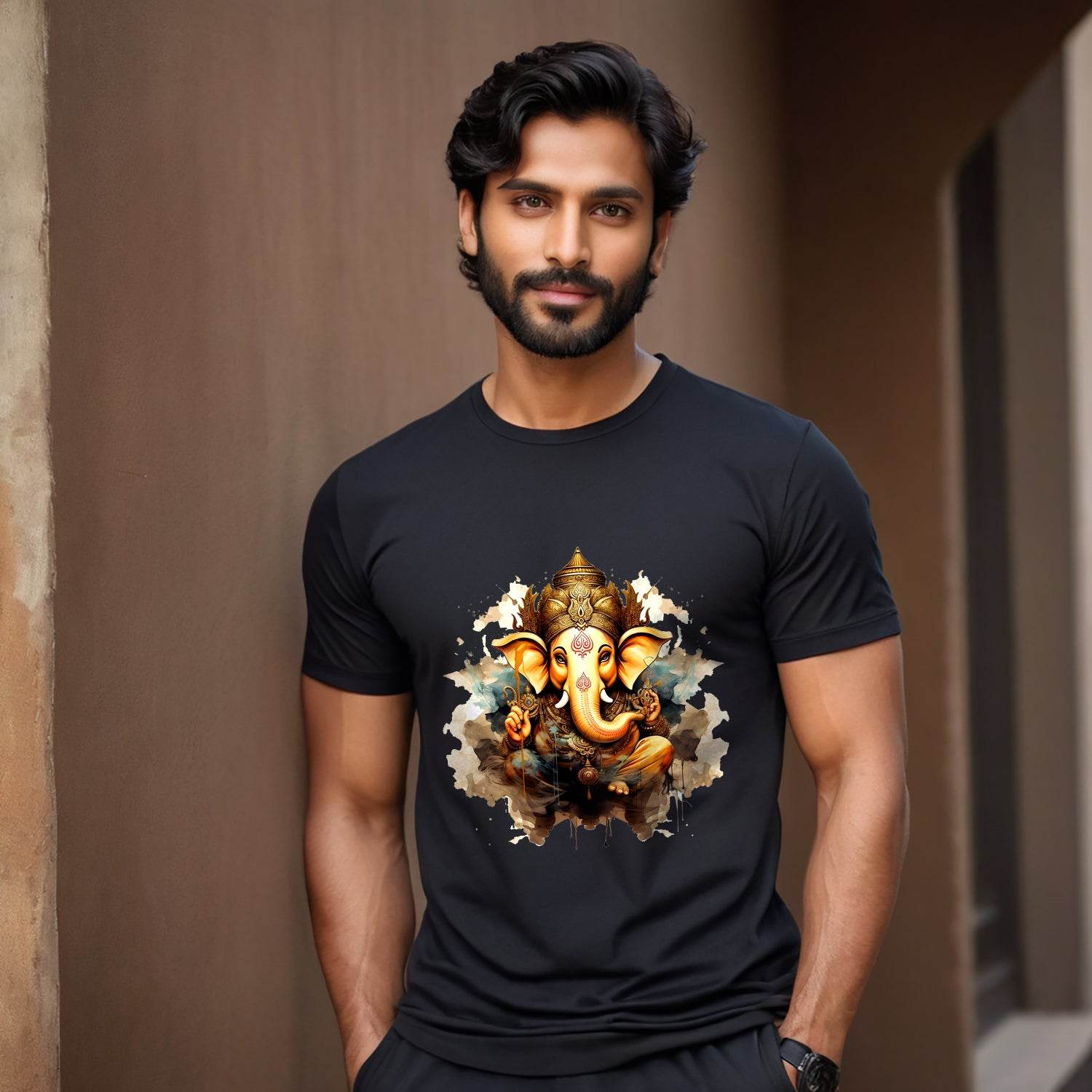 Cute Lord Ganpati - Unisex Round Neck Regular Fit 100% Combed Cotton Half Sleeve T-Shirt - Mojilo Mart