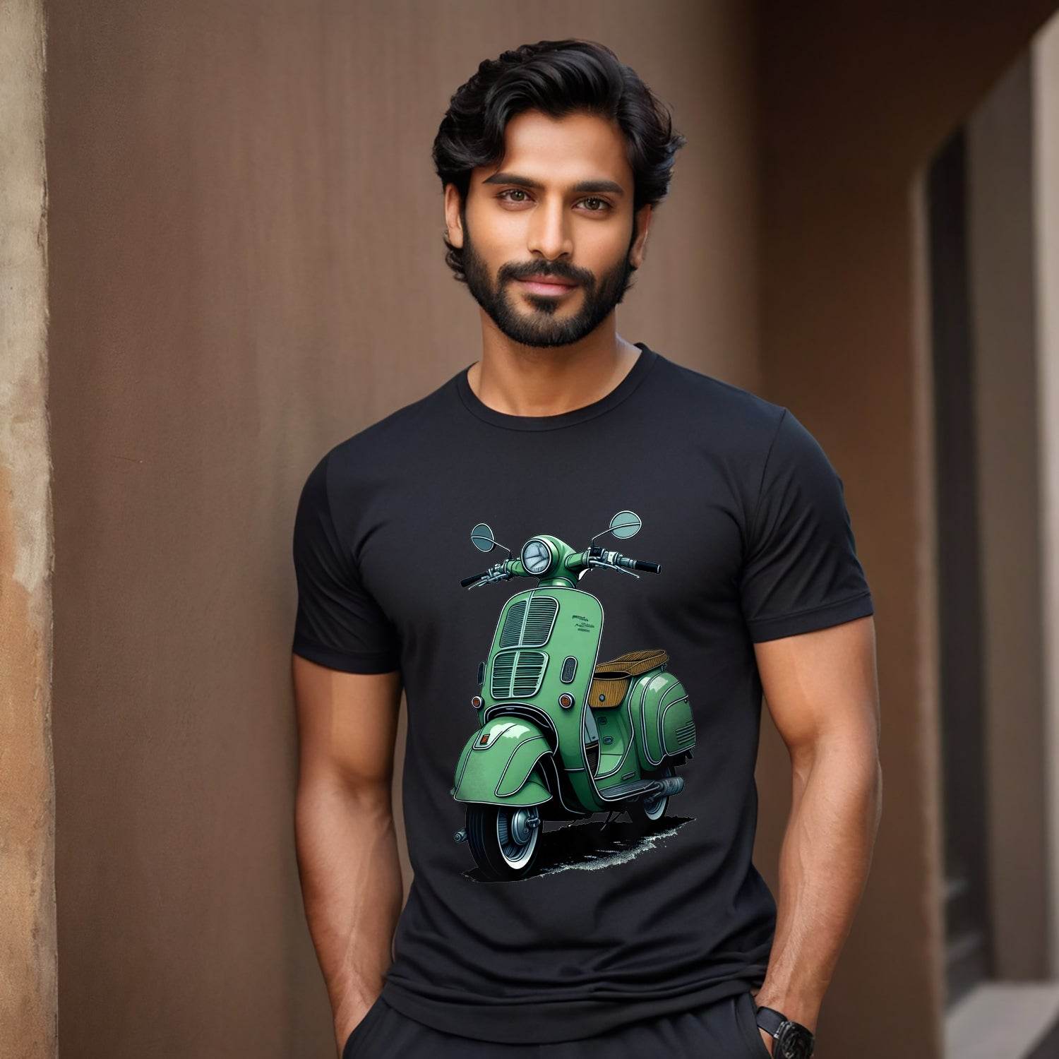 Classic Green Vespa Scooter - Unisex Round Neck Regular Fit 100% Combed Cotton Half Sleeve T-Shirt - Mojilo Mart