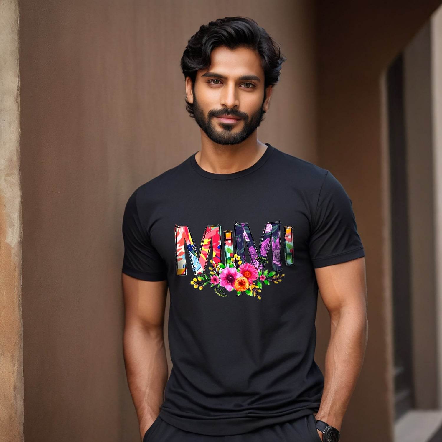 Mimi Floral - Unisex Round Neck Regular Fit 100% Combed Cotton Half Sleeve T-Shirt - Mojilo Mart