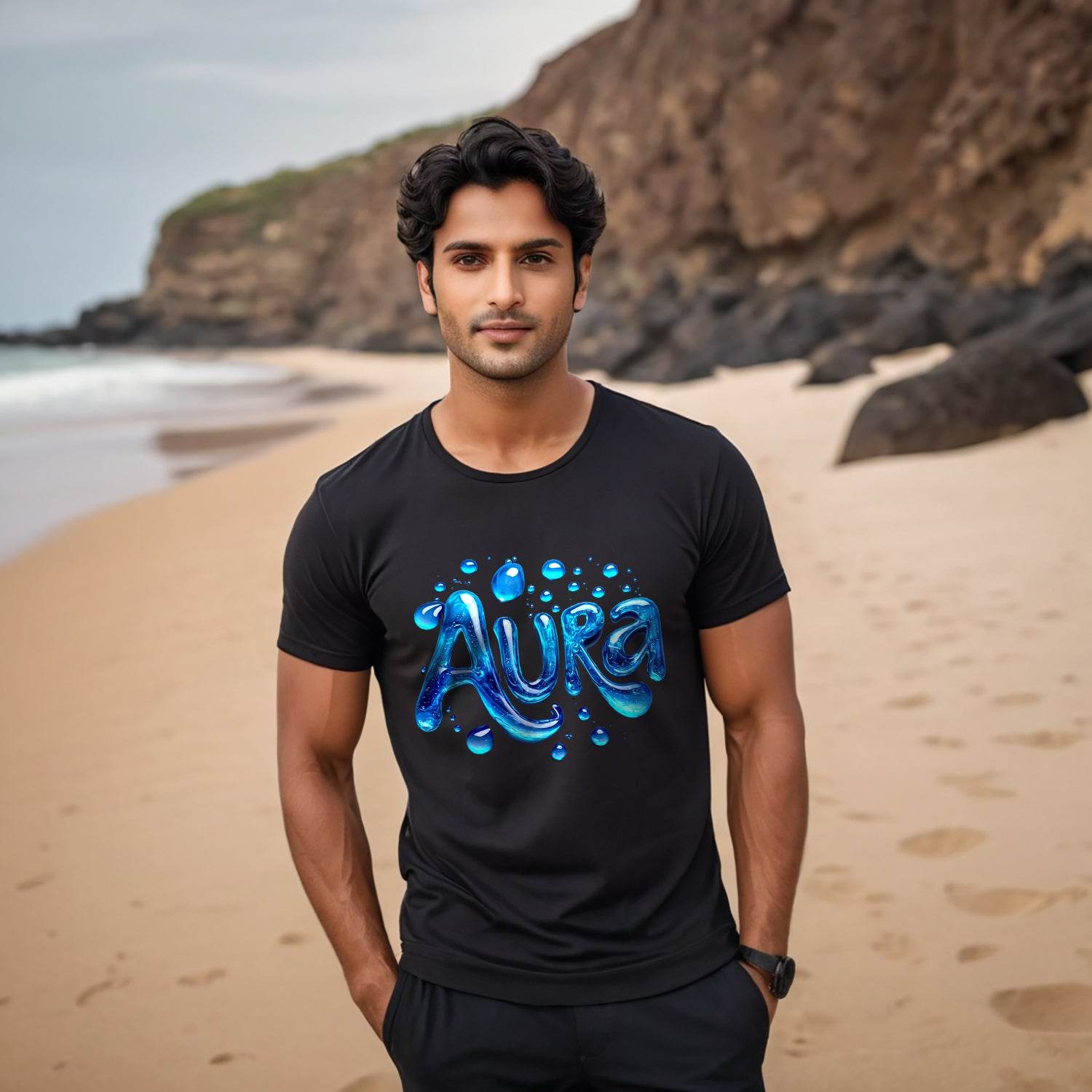 Aura Watere - Unisex Round Neck Regular Fit 100% Combed Cotton Half Sleeve T-Shirt - Mojilo Mart