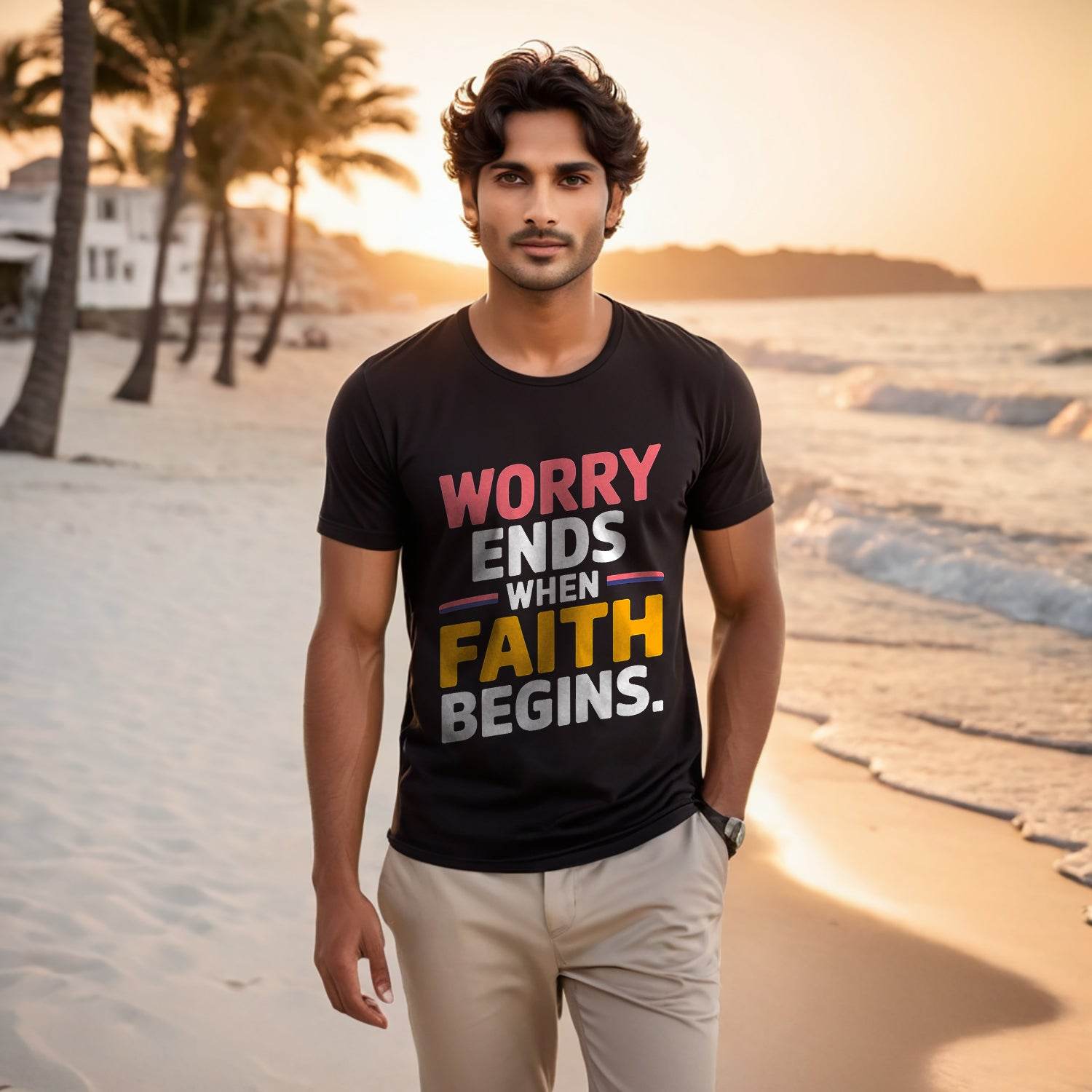 WORRY ENDS - Unisex Round Neck Regular Fit 100% Combed Cotton Half Sleeve T-Shirt - Mojilo Mart