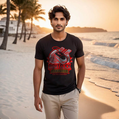 RIGHT CLICK COMPUTER YOUR TECH COMPANION - Unisex Round Neck Regular Fit 100% Combed Cotton Half Sleeve T-Shirt - Mojilo Mart